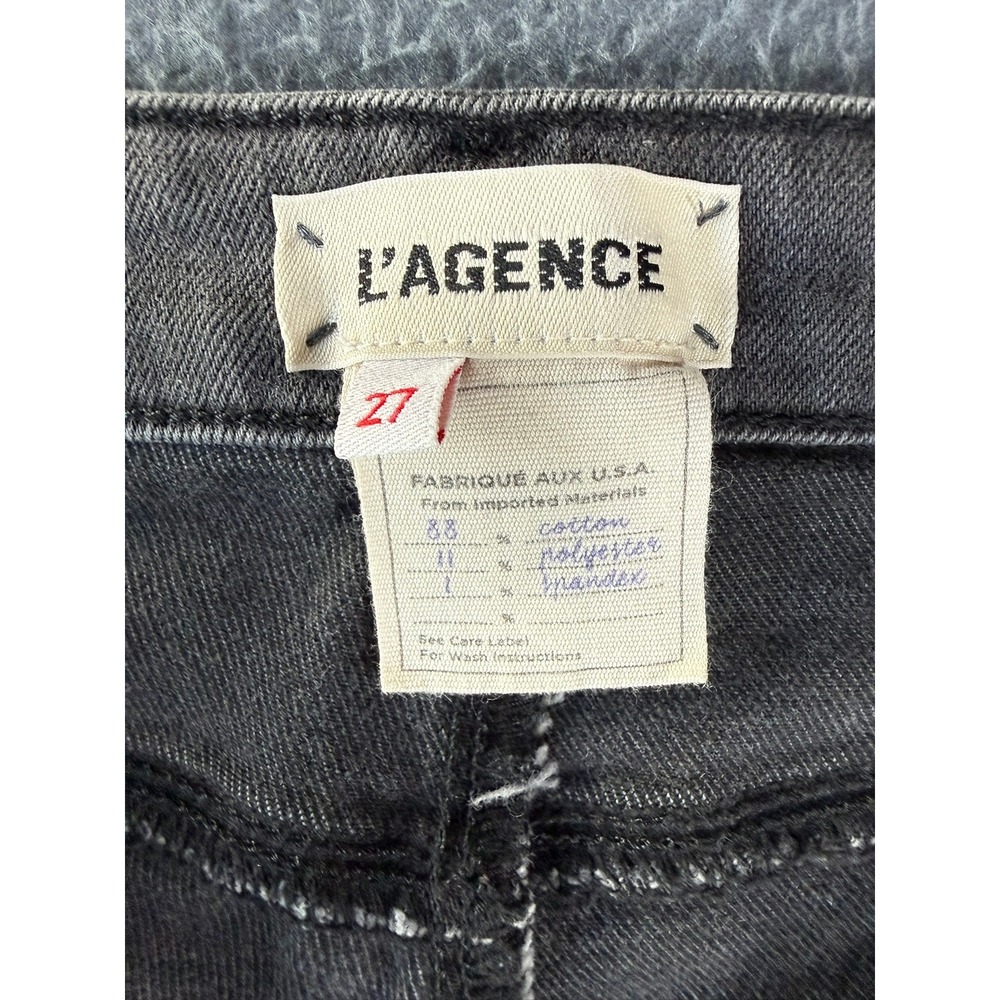L'AGENCE Ruth Straight High Rise Jeans Vintage Grey Raw Hem Size 27 2649CSNR - Picture 2 of 7